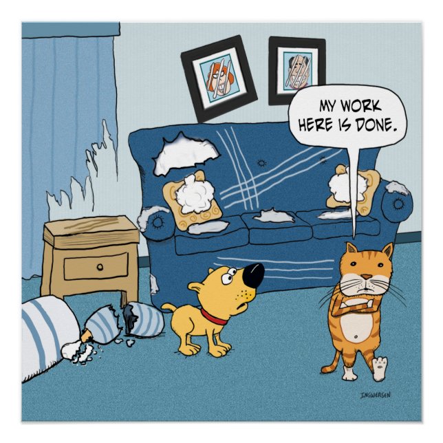 Funny Cat Rips Up the Room Poster (Front)