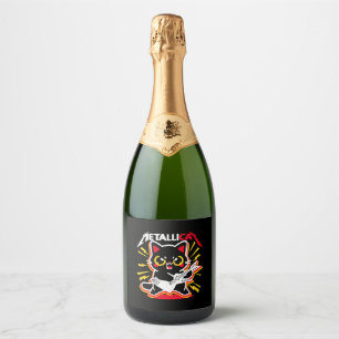 Funny Cat Rock 90s Meow For Music Band Of Friends Sparkling Wine Label