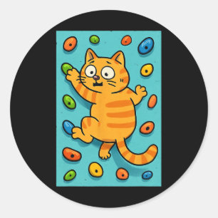 Funny Cat Rock Climber Bouldering Wall Climbing Me Classic Round Sticker
