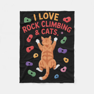 Funny Cat Rock Climber Indoor Wall Hold Adventure Fleece Blanket