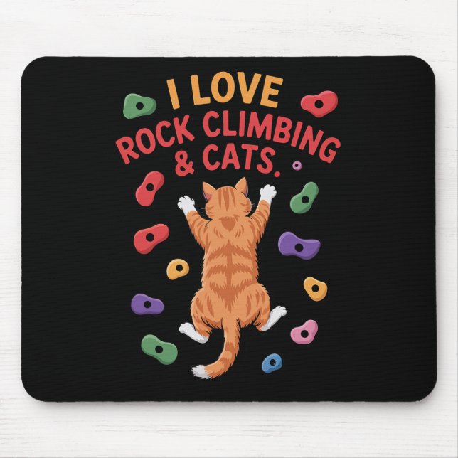 Funny Cat Rock Climber Indoor Wall Hold Adventure  Mouse Pad (Front)