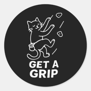 Funny Cat Rock Climbing Get A Grip Classic Round Sticker