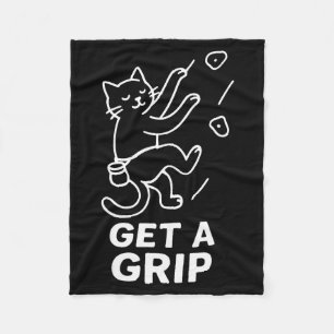 Funny Cat Rock Climbing Get A Grip Fleece Blanket