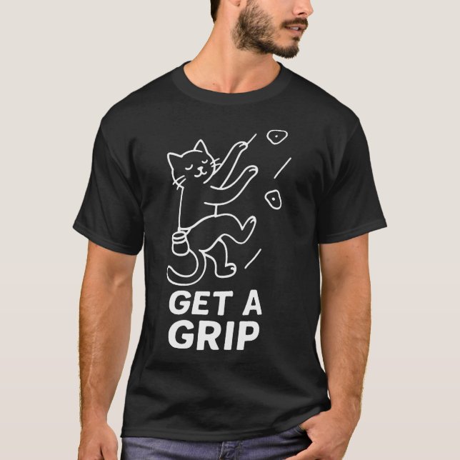 Funny Cat Rock Climbing Get A T-Shirt (Front)
