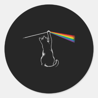 Funny Cat Rock Music Gift Women Kids Men Autism Fu Classic Round Sticker