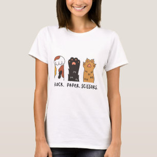 Funny Cat Rock Paper Scissors Cute Cat Paws Kids T T-Shirt