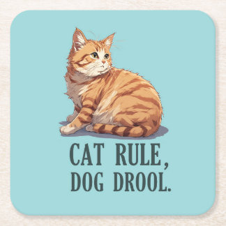 Funny Cat Rule Dog Drool simple Adorable Coaster