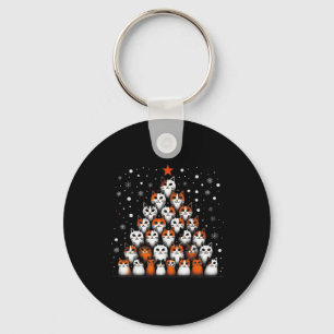 Funny Cat Santa Christmas Tree Cats Xmas Tree Men Key Ring
