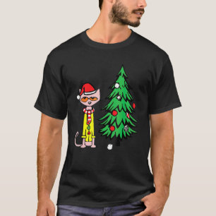 Funny Cat Santa Claus Christmas Tree Pyjamas Xmas  T-Shirt
