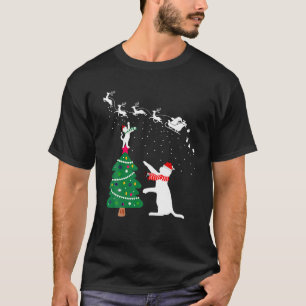 Funny Cat Santa Claus Christmas Tree Pyjamas Xmas T-Shirt