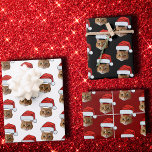 Funny Cat Santa Hat | Custom Face Photo Christmas Wrapping Paper Sheet<br><div class="desc">Funny Cat Santa Hat Custom Face Photo Christmas Wrapping Paper</div>