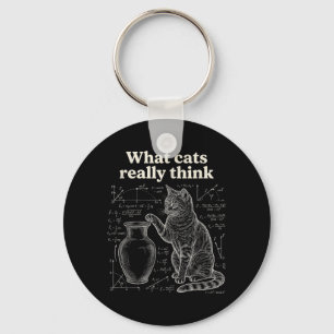 Funny Cat Science Humour What Cats Think Math Key Ring