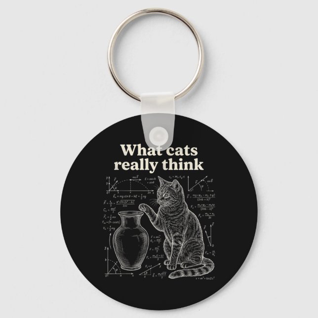 Funny Cat Science Humour What Cats Think Math Key Ring (Front)