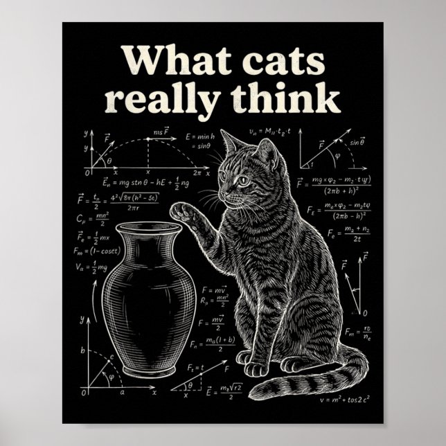 Funny Cat Science Humour What Cats Think Math Poster (Front)