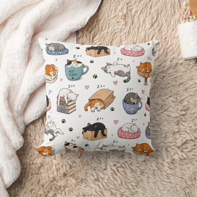 Funny Cat Seamless Pattern Decorative Cushion (Blanket)