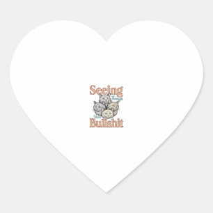 Funny Cat Seeing Through Your Vintage Des Heart Sticker