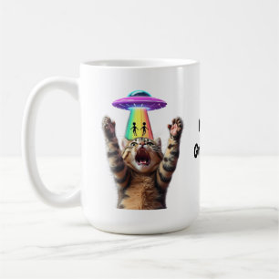 Funny Cat Selfie Alien UFO Hilarious Customisable Coffee Mug