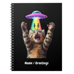 Funny Cat Selfie Alien UFO Hilarious Customisable Notebook