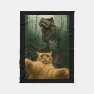 Funny Cat Selfie Dinosaur Meme Animals Lover Graph Fleece Blanket