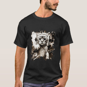 Funny Cat Selfie Gym Workout Weightlifting Cat Ani T-Shirt