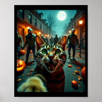 Funny Cat Selfie Halloween Zombies Humor 