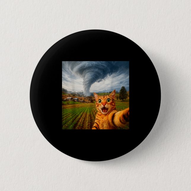 Funny Cat Selfie Meme Tornado  6 Cm Round Badge (Front)