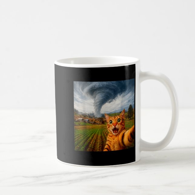 Funny Cat Selfie Meme Tornado  Coffee Mug (Right)