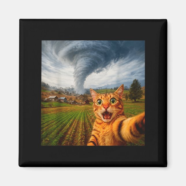 Funny Cat Selfie Meme Tornado  Magnet (Front)