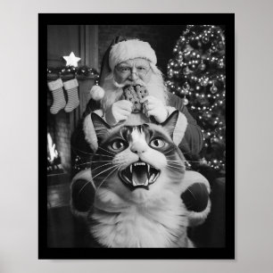 Funny Cat Selfie Santa Christmas Men Women Kids Ca Poster