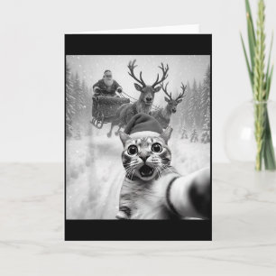 Funny Cat Selfie Santa Merry Christmas Xmas Pajama Card