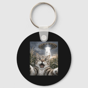 Funny cat selfie ufo alien animal meme for men key ring