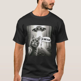 Funny Cat Selfie With Alien UFO Graphic Men Women T-Shirt