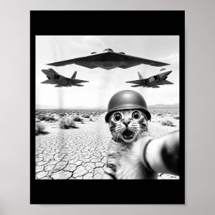 Funny Cat Selfie with American Fighters Jets 4th Poster