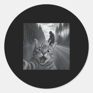 Funny Cat Selfie With Bigfoot Cat Lovers For Men W Classic Round Sticker