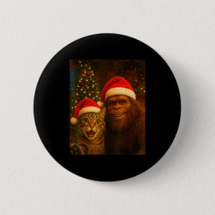 Funny Cat Selfie With Bigfoot Christmas Sasquatch 6 Cm Round Badge