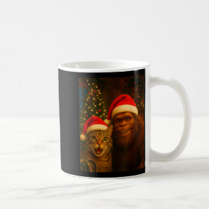 Funny Cat Selfie With Bigfoot Christmas Sasquatch Coffee Mug