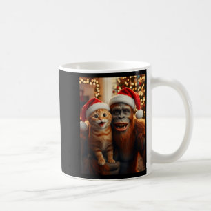 Funny Cat Selfie With Bigfoot Christmas Sasquatch Coffee Mug