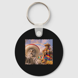 Funny Cat Selfie with Bigfoot Sombrero Cinco De Key Ring