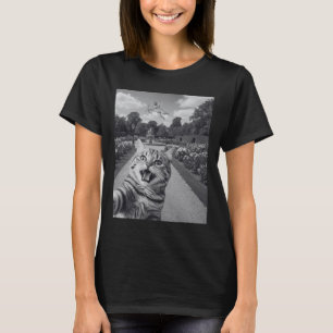 Funny Cat Selfie With Cupid In Garden Humor Valent T-Shirt
