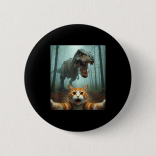 Funny Cat Selfie With Dinosaur Graphic For Men Wom 6 Cm Round Badge