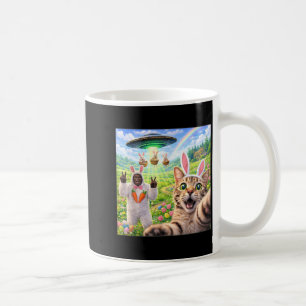 Funny Cat Selfie with Easter Bunny Bigfoot UFO for Coffee Mug