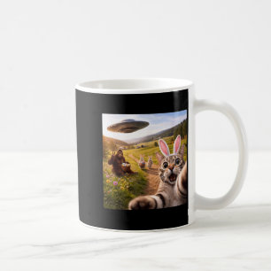 Funny Cat Selfie with Easter Bunny Bigfoot UFO for Coffee Mug