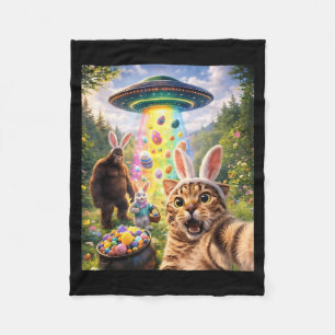 Funny Cat Selfie with Easter Bunny Ears Bigfoot Fleece Blanket