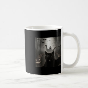 Funny Cat Selfie With Ghost Spooky Halloween Costu Coffee Mug