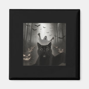 Funny Cat Selfie With Ghost Spooky Halloween Costu Magnet