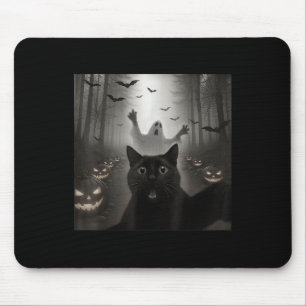 Funny Cat Selfie With Ghost Spooky Halloween Costu Mouse Pad