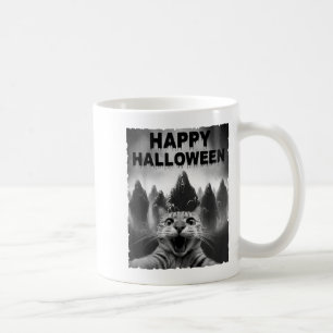 Funny Cat Selfie With Ghosts Halloween Costume Day Coffee Mug