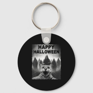 Funny Cat Selfie With Ghosts Halloween Costume Day Key Ring
