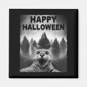 Funny Cat Selfie With Ghosts Halloween Costume Day Magnet