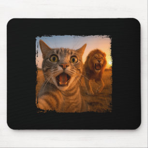 Funny Cat Selfie With Lion Cat Meme For Men Women Mouse Pad